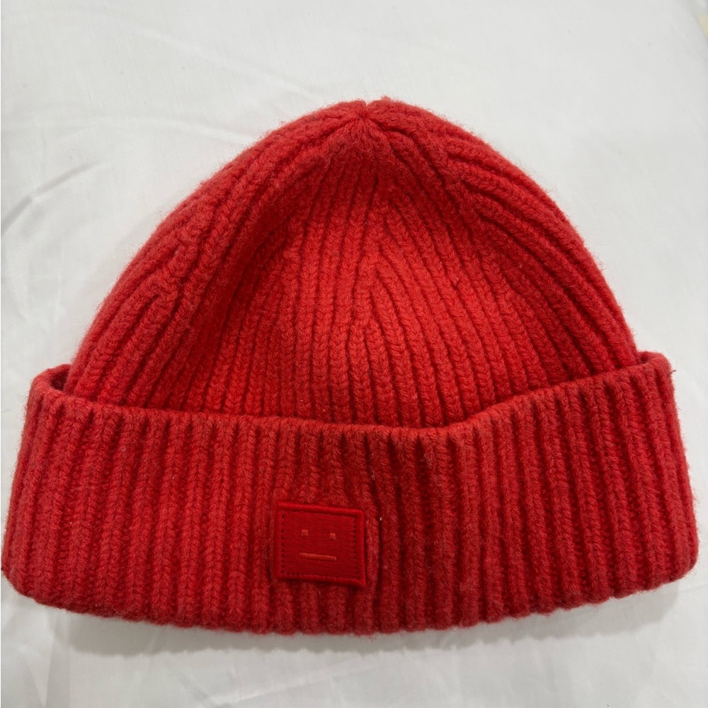 Acne Studios Scarlet Ribbed Beanie